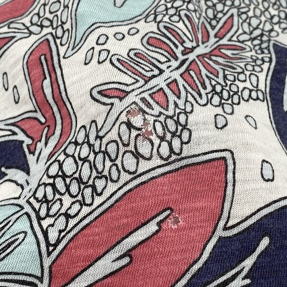 Stateside Size XS Knit Floral Print Blue Pink Long Sleeve Top Pima Cotton FLAWS* - Picture 7 of 13